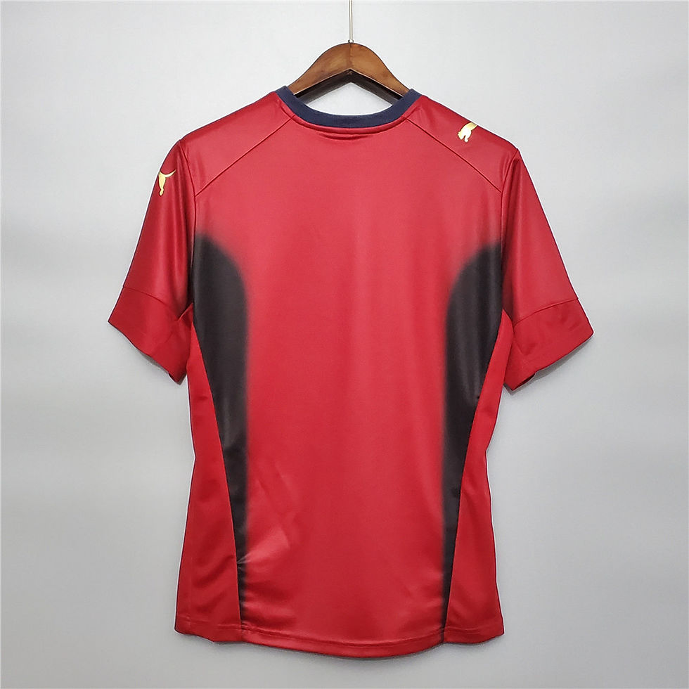 Thumbnail: Red football jersey on hanger. 2003/2004 BOCA JUNIORS HOME RETRO FOOTBALL KIT, back view, plain red.