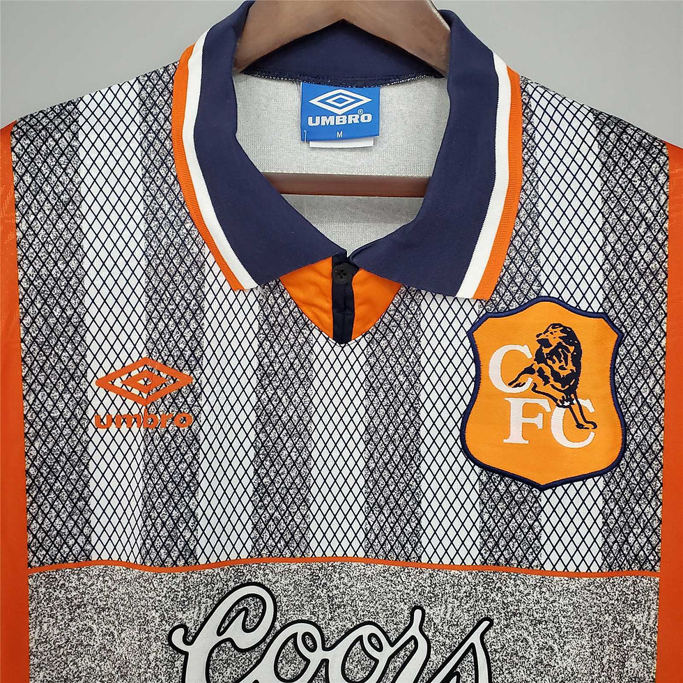 Thumbnail: Chelsea retro football kit, featuring Umbro and Coors Light logos and CFC badge. Nostalgia Retro Kit