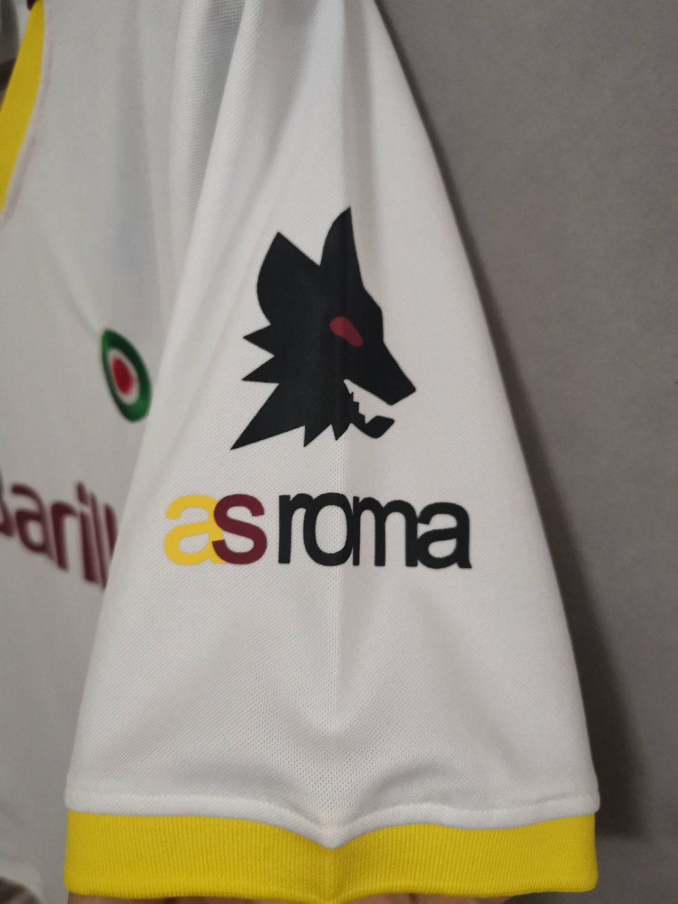 Thumbnail: AS Roma shirt sleeve, white with logo and text, Nostalgia Retro Kit