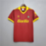 Red Roma T-shirt with yellow details and Barilla logo, Nostalgia Retro Kit.