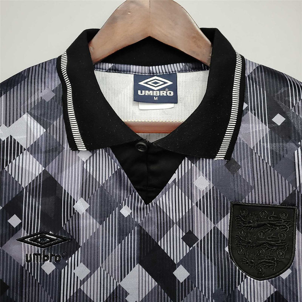 Thumbnail: Umbro retro football shirt with pattern, England logo, and collar. Nostalgia Retro Kit