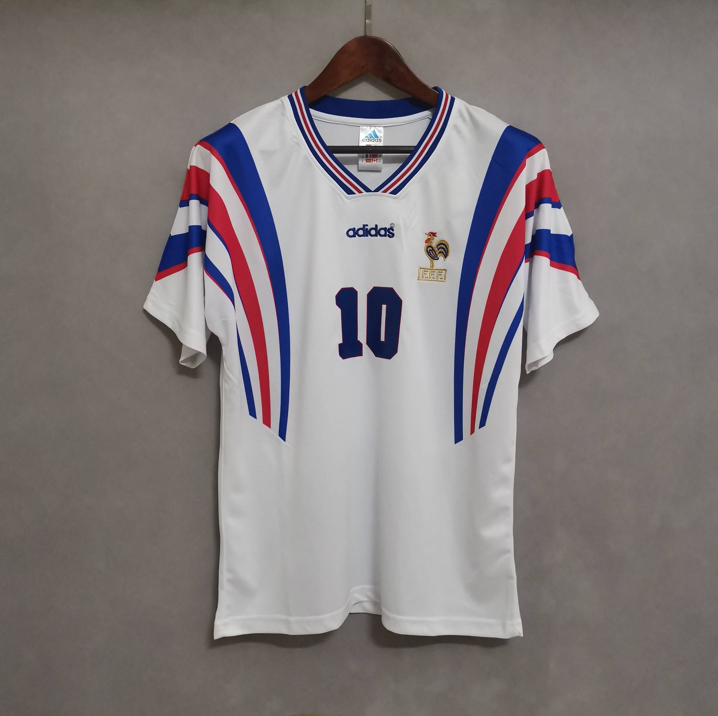 France retro soccer jersey number 10 Adidas logo on white shirt Nostalgia Retro Kit