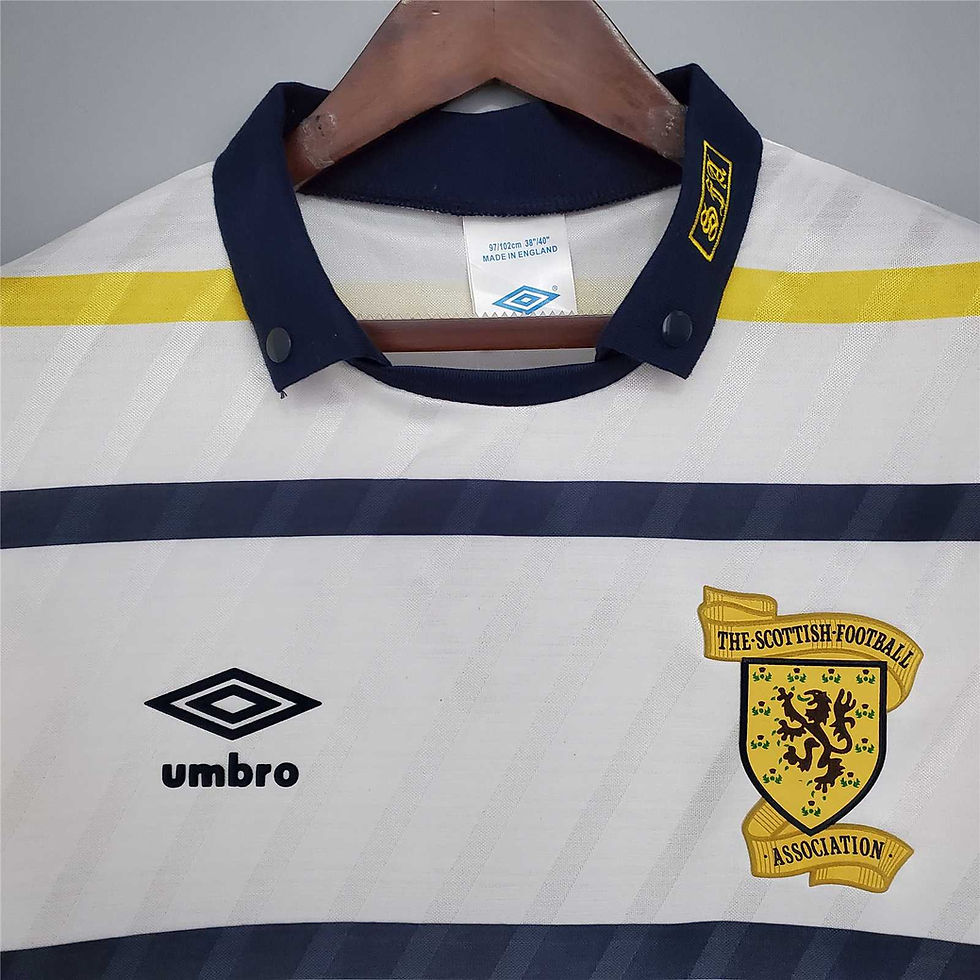 Thumbnail: Scotland's Umbro white retro football shirt with crest and text; Nostalgia Retro Kit