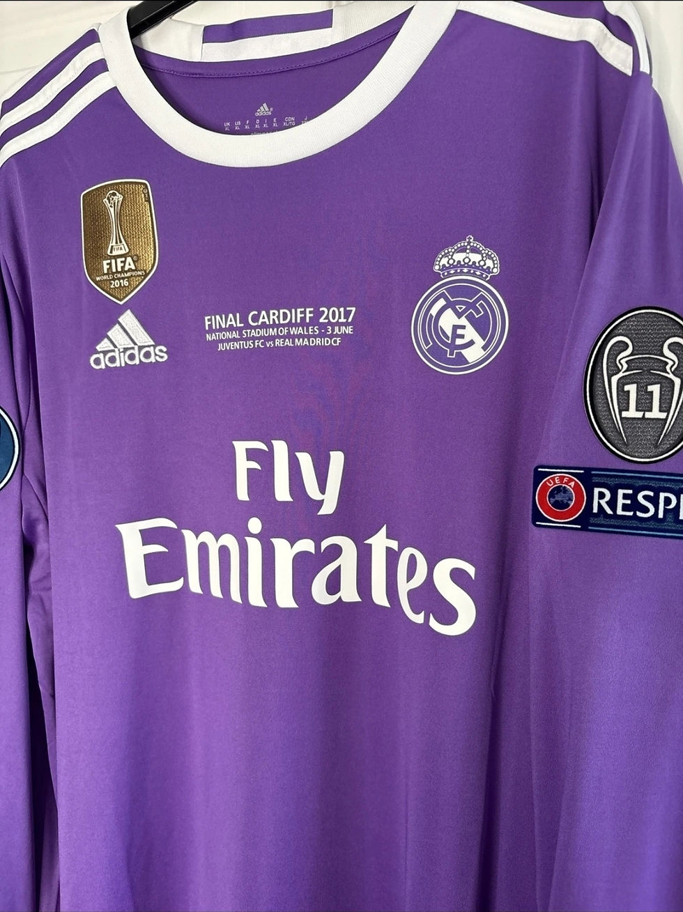 Thumbnail: Real Madrid football jersey with Adidas, Fly Emirates and FIFA logos, Nostalgia Retro Kit