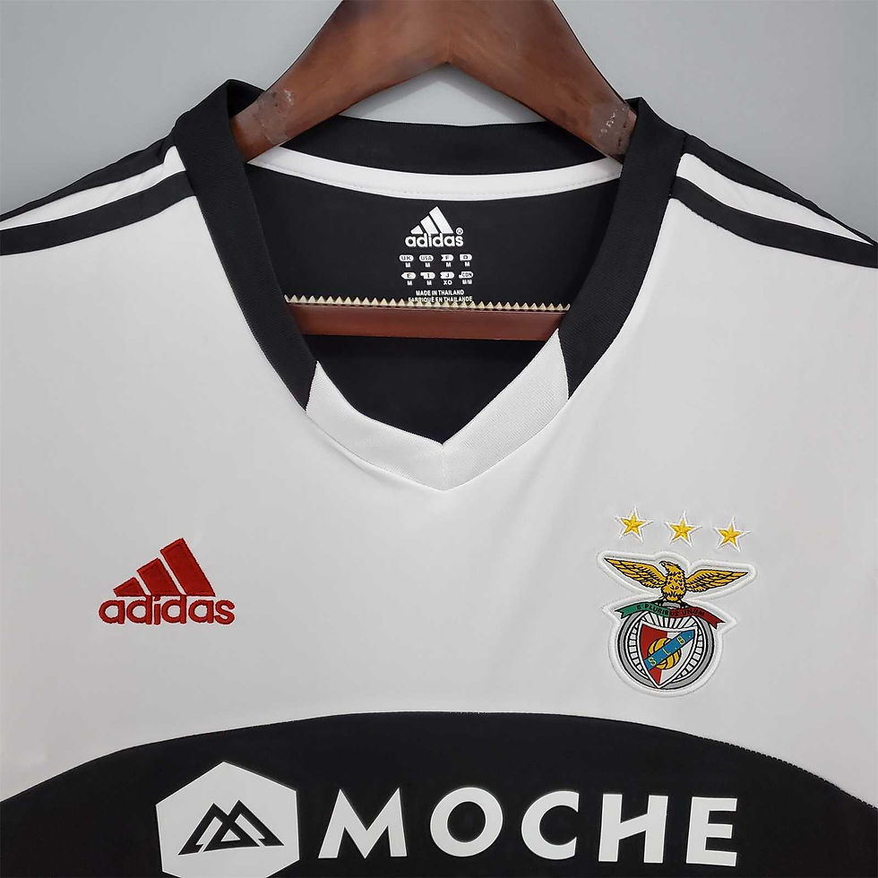 Thumbnail: White jersey with red Adidas logo and Benfica emblem, with MOCHE text. Nostalgia Retro Kit
