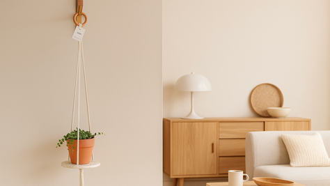 Une plante sur une tablette ronde suspendue