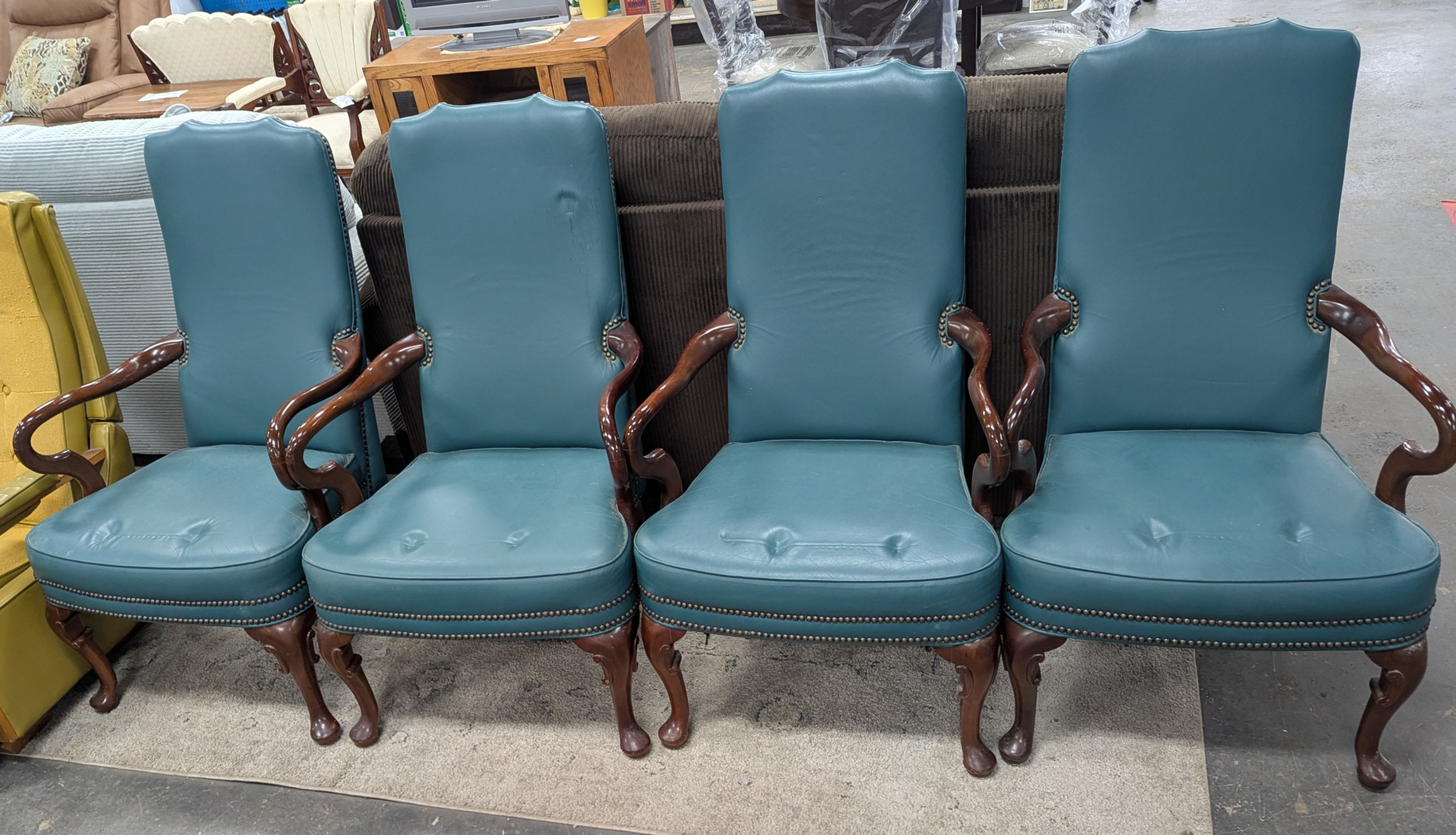 Set of 4 Vintage Upholstered Dining Chairs
