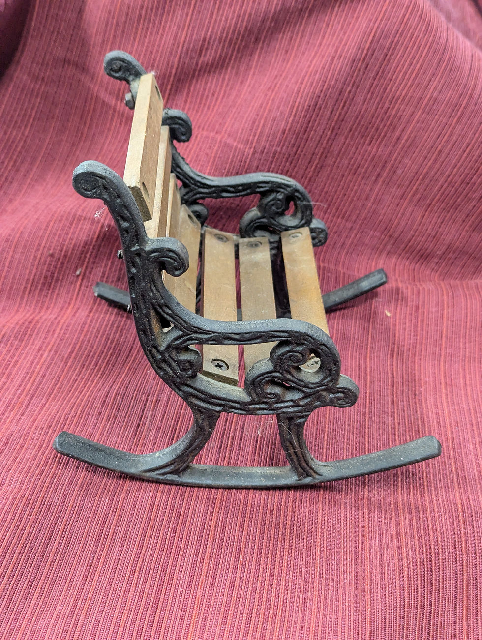Thumbnail: Vintage Cast Iron & Wood Miniature Rocking Bench