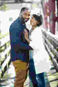 Black couple happy.