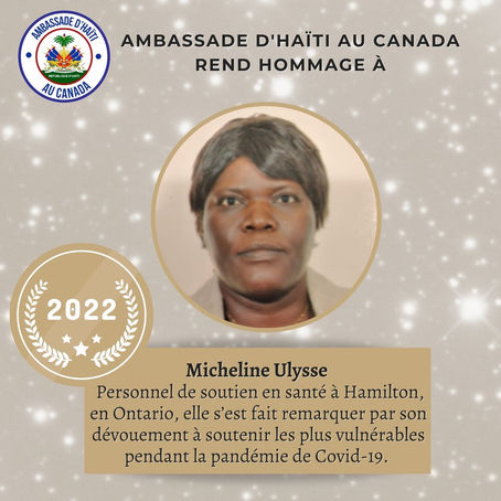 HOMMAGE AUX PERSONNALITÉS ET ORGANISME - MICHELINE ULYSSE