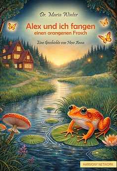 Cover_Akex und ich fangen einen orangenen Frosch.jpg Buch Cover Werbebild zum Kinderbuch Alex und ich fangen einen orangenen