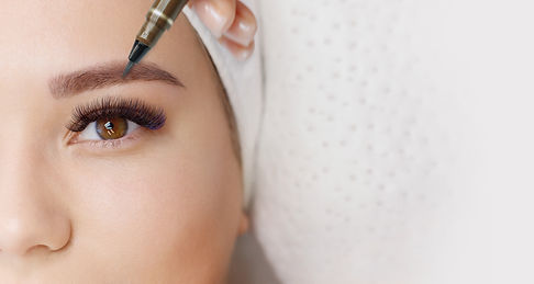 Stock image of a women having her eyebrows microbladed