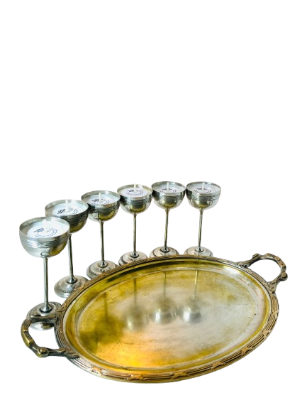 Miniatura: Ensemble de 6 petites bougies et plateau Château