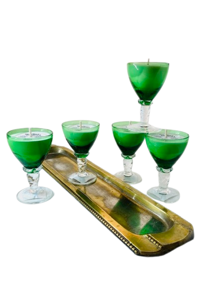 Miniaturbild: Ensemble de 6 bougies vertes sur plateau fin