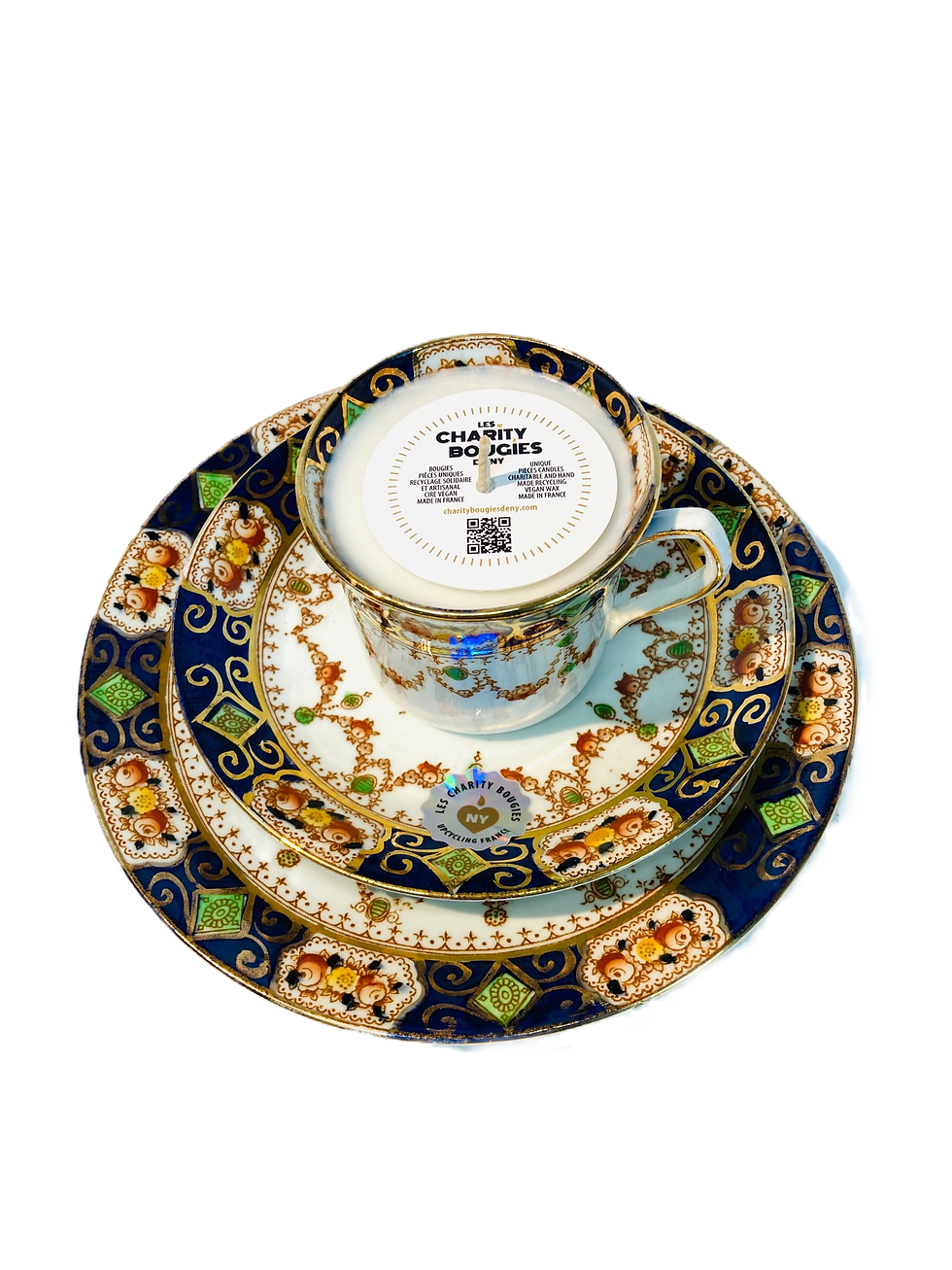 Miniaturbild: Bougie tasse avec assiette à dessert