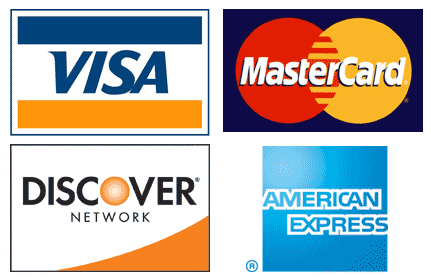 Visa, Master Card, American Express, Discover