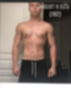 Troy Farley after completing the 75 Hard program on August 9, 2019, showing progress at 182 pounds.