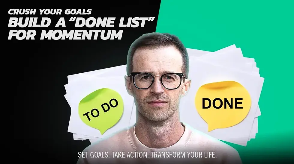 Tom Jackson with a To-Do List pile and Done List in the background - YouTube thumbnail