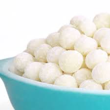 Buttermood Simply Plain Lotion Drops displayed in a small blue bowl.