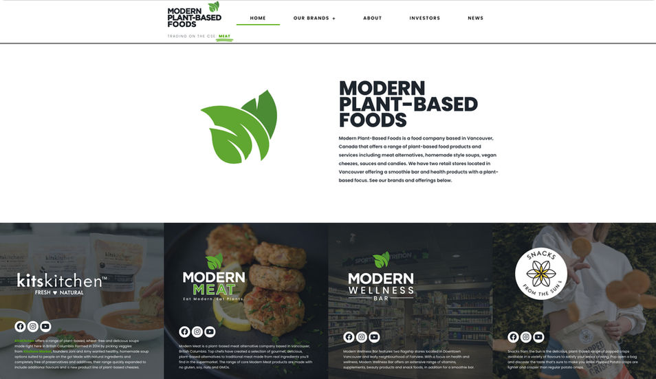 Plant-based food company homepage showcasing sustainable nutrition and ecommerce branding by JaxonLabs
