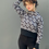 Miniatura: Sudadera cuello bote estampado b y n