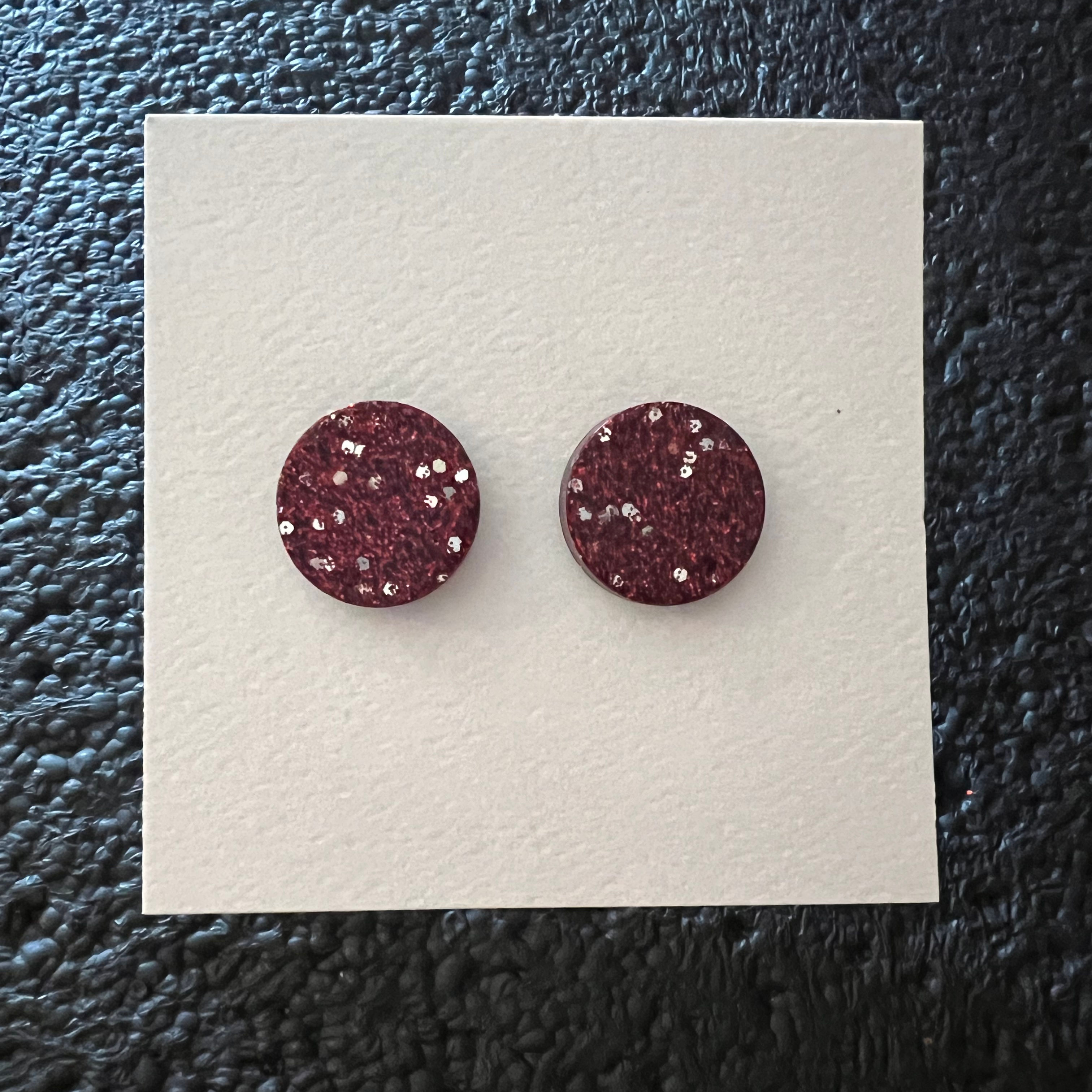 Maroon Circle Resin Studs
