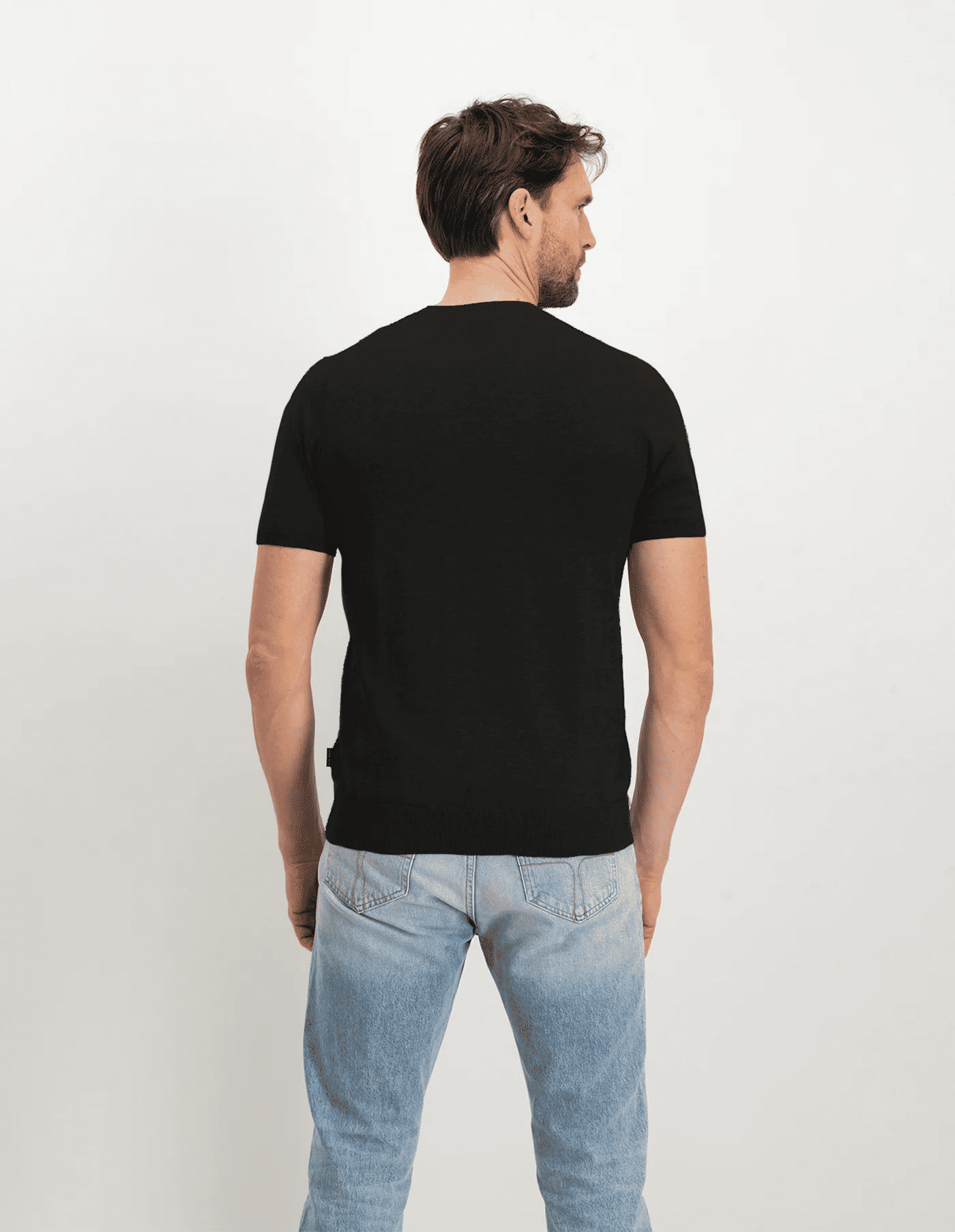Saint Steve Boudewijn Gebreid T-shirt 100% Katoen Zwart Heren Kleding