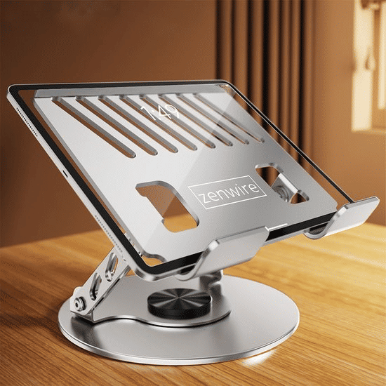 Thumbnail: Zenwire ErgoBase M1 Laptop Standaard 360° Draaibaar en Verstelbaar Zilver Alumi