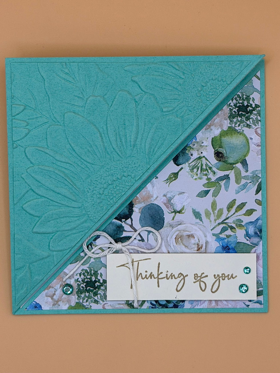 Thumbnail: Sentiment - Thinking of You - 4.25" x 4.25" Embossed Sunflower