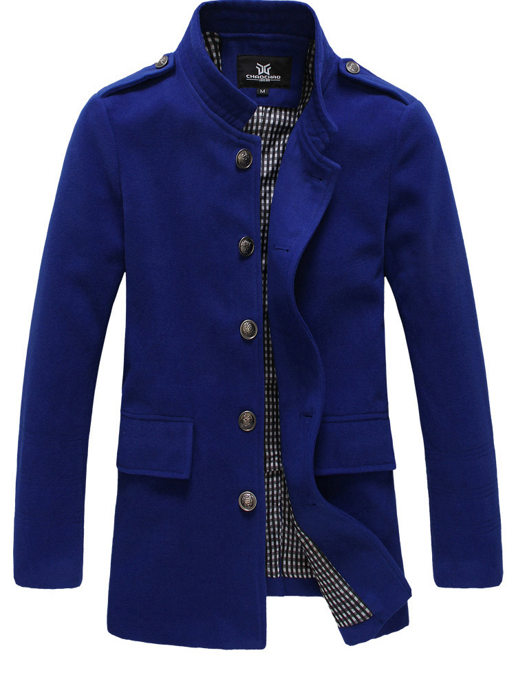 Thumbnail: Tide men's wool coats slim Korean men's long collar woolen cloth