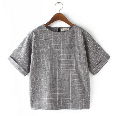 Thumbnail: Loose thin cotton short sleeve t-shirt woman top size