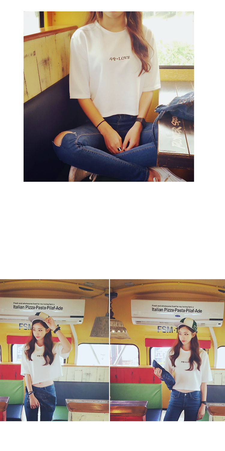 Thumbnail: Female fashion Joker short sleeve t shirt embroidery letter student coat