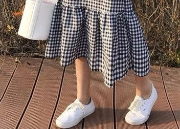 Thumbnail: Long high waist slim Joker-Korean version of loose strap ruffled Plaid dress