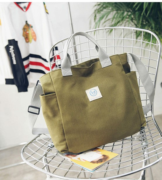 Thumbnail: Korea simple diagonal canvas Joker color art canvas shoulder bag