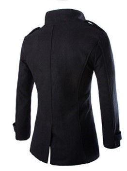 Thumbnail: Woolen cloth coat double breasted tweed jacket windbreaker