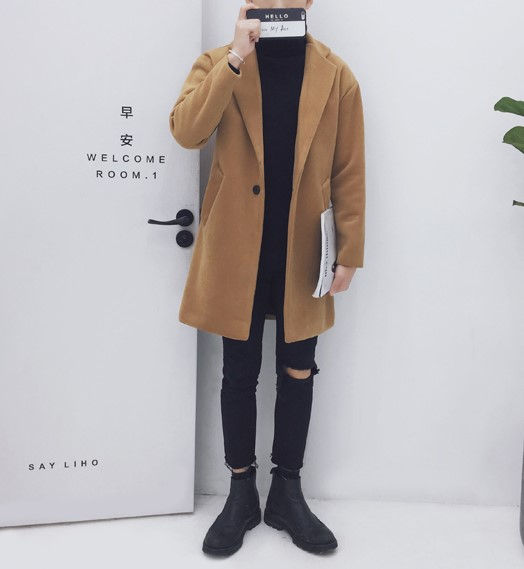 Thumbnail: Men long coat in the spring and autumn and slim outerwear