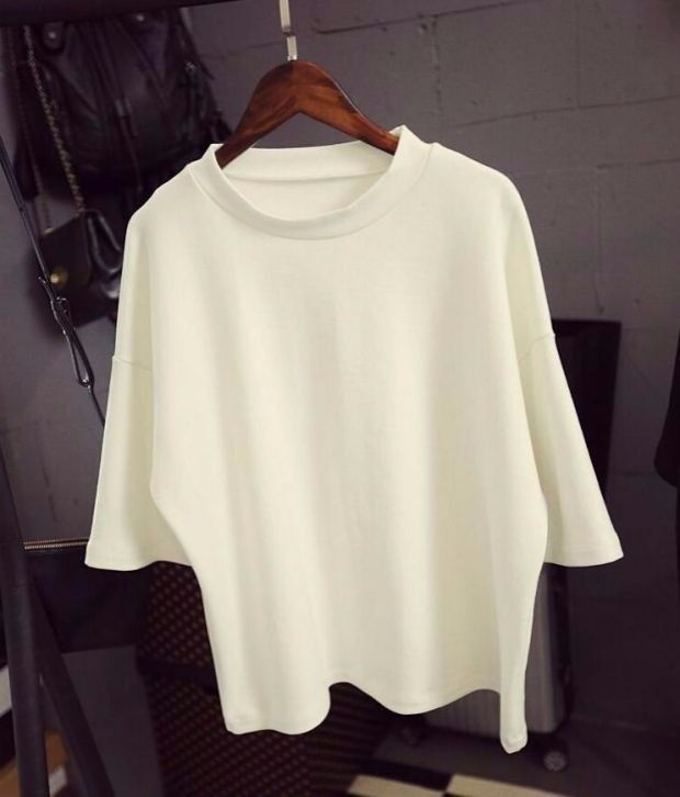 Thumbnail: Korean version sleeve t-shirt schoolgirls easy slimming high collar primer shirt