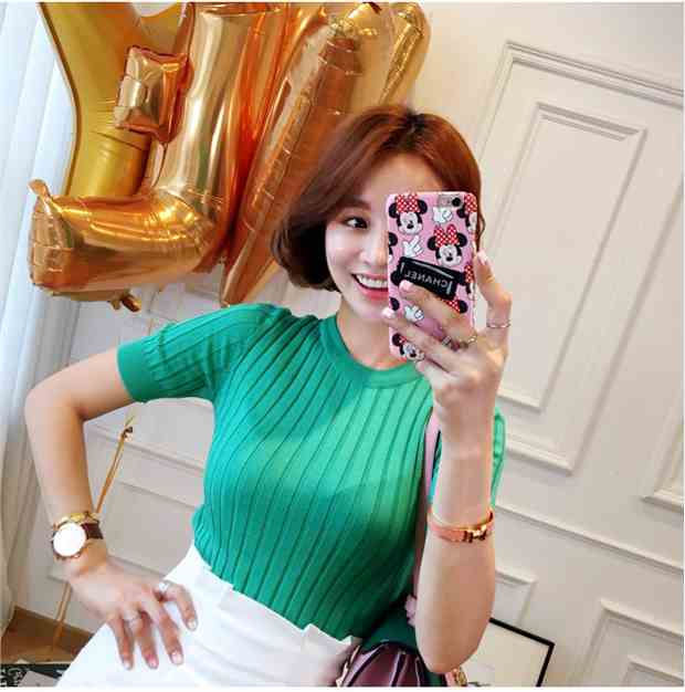 Thumbnail: Women's thin body-hugging Turtleneck t shirt top blouse