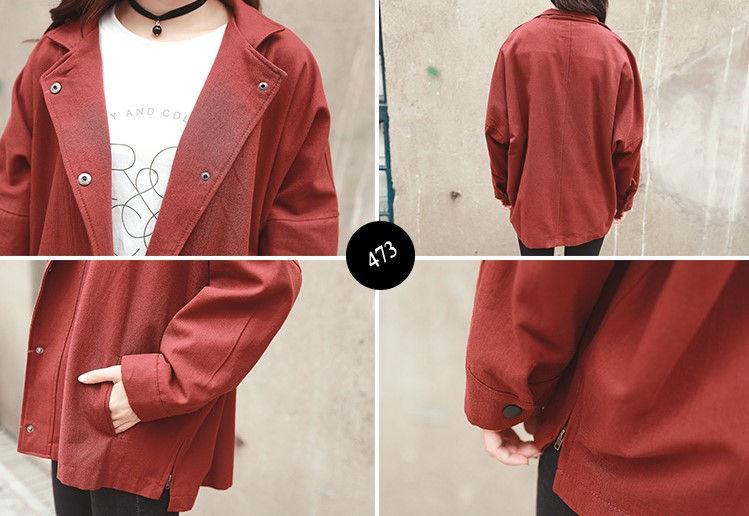 Thumbnail: Harajuku-Style trench coat frock coat in long loose jackets women's tide