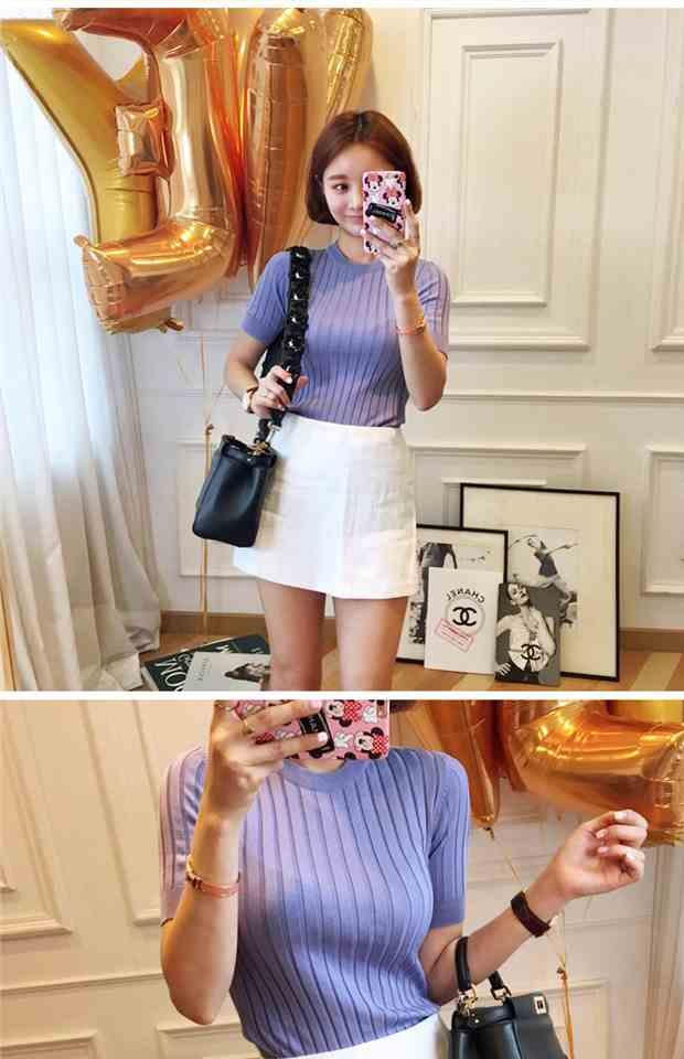 Thumbnail: Women's thin body-hugging Turtleneck t shirt top blouse