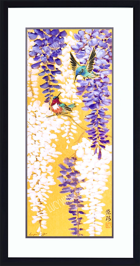 Wisteria and Hummingbirds
