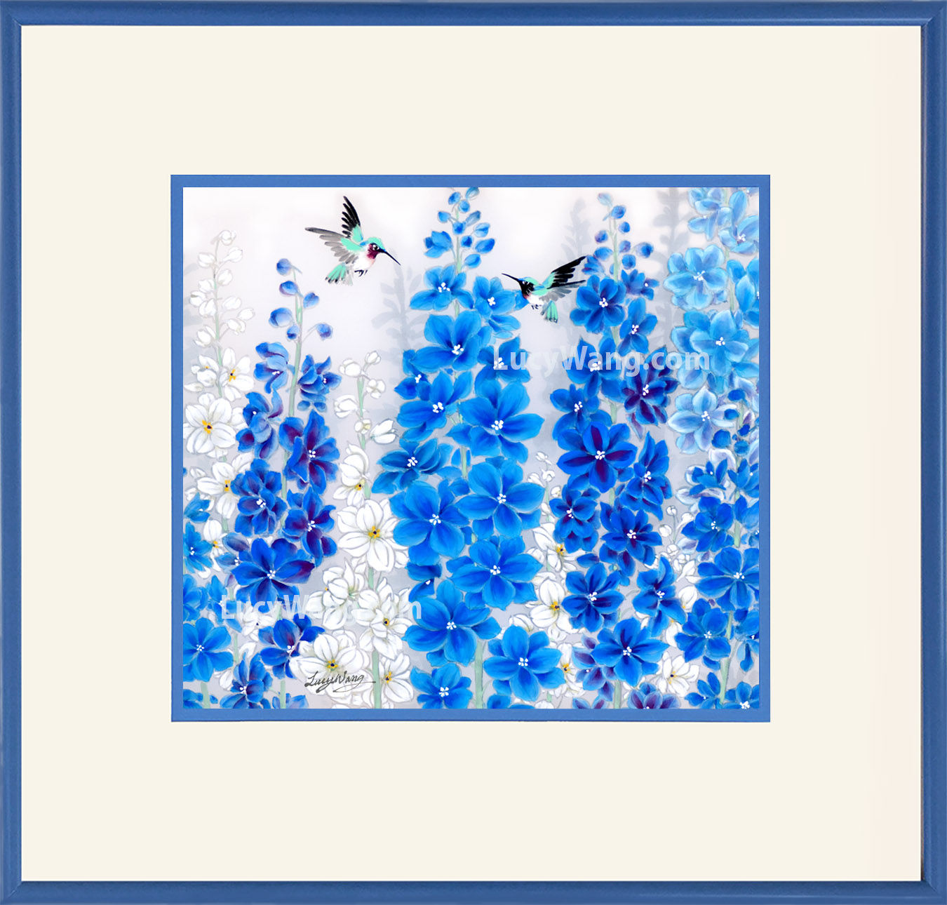 Delphinium & Hummingbirds