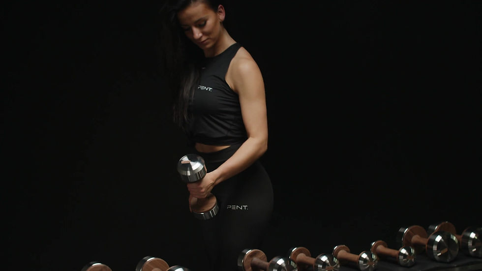 Thumbnail: COLMIA™ Dumbbells With Solid Wood Stand