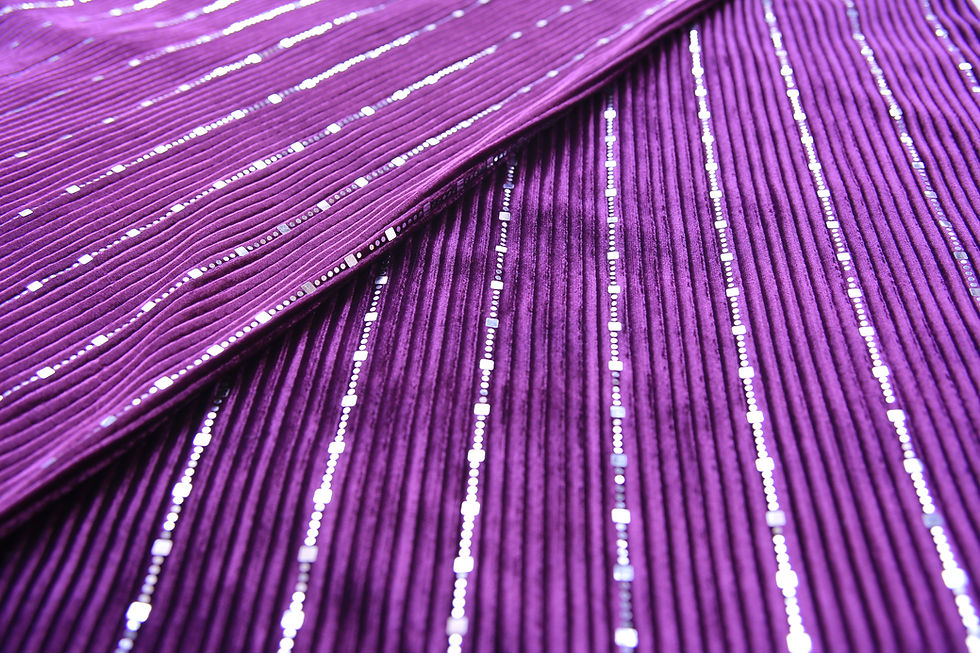 Thumbnail: Purple ribbed velvet with stripped silver sequins