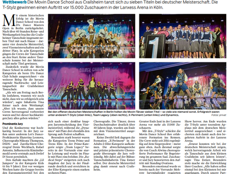 Zeitungsbericht zur deutschen Meisterschaft - Hohenloher Tagblatt