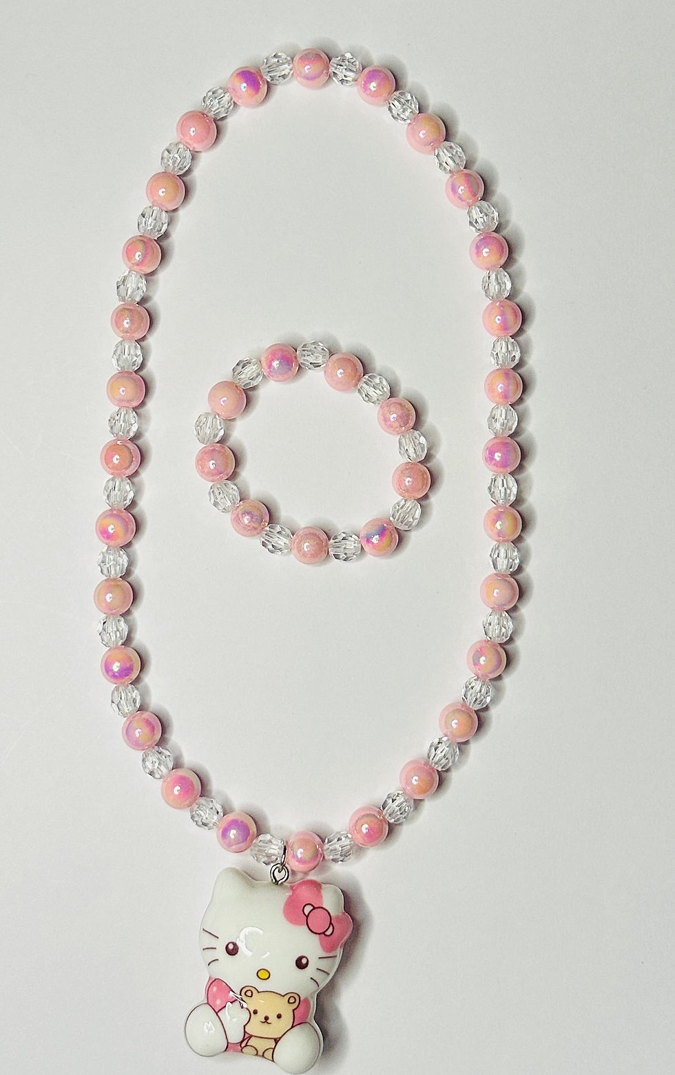 Thumbnail: Beaded Charm Necklace and Bracelet Set 