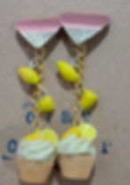 Handcrafted lemon cupcake earrings made from polymer clay, lightweight and colorful.