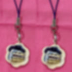 phone charm of a blueberry cake slice and blueberries on a white flower shaped plate