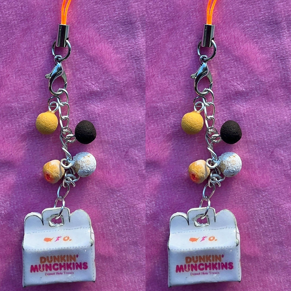 Dunkin Donuts Munchkins phone charm, handmade polymer clay miniature food