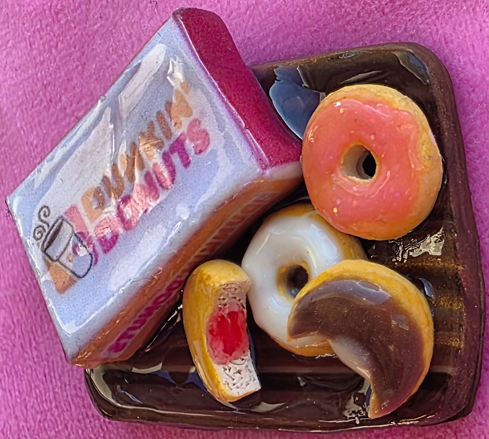 Miniature Dunkin Donuts donut magnet, handmade from polymer clay